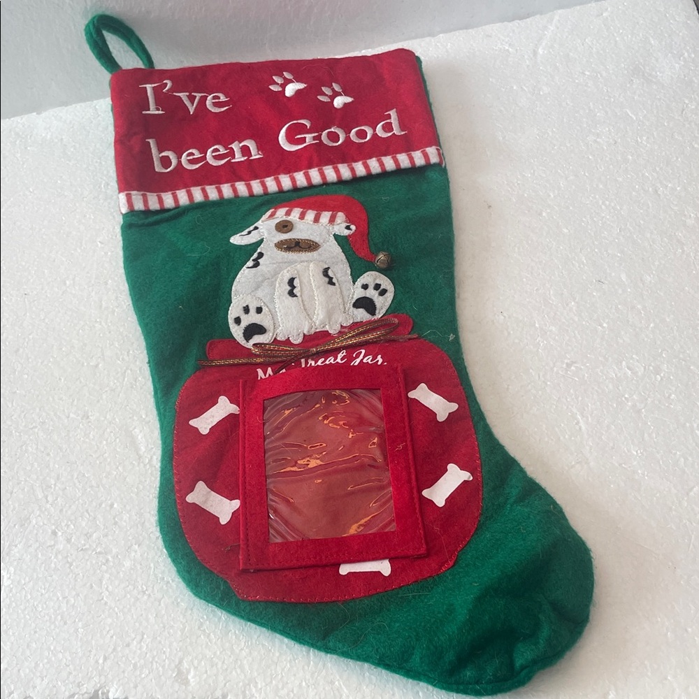 Vintage 90s St Nick’s choice dog Christmas Stocking photo window
